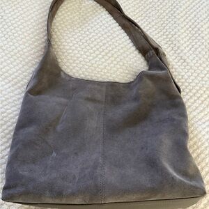 Elegant Gray Suede Shoulder Bag